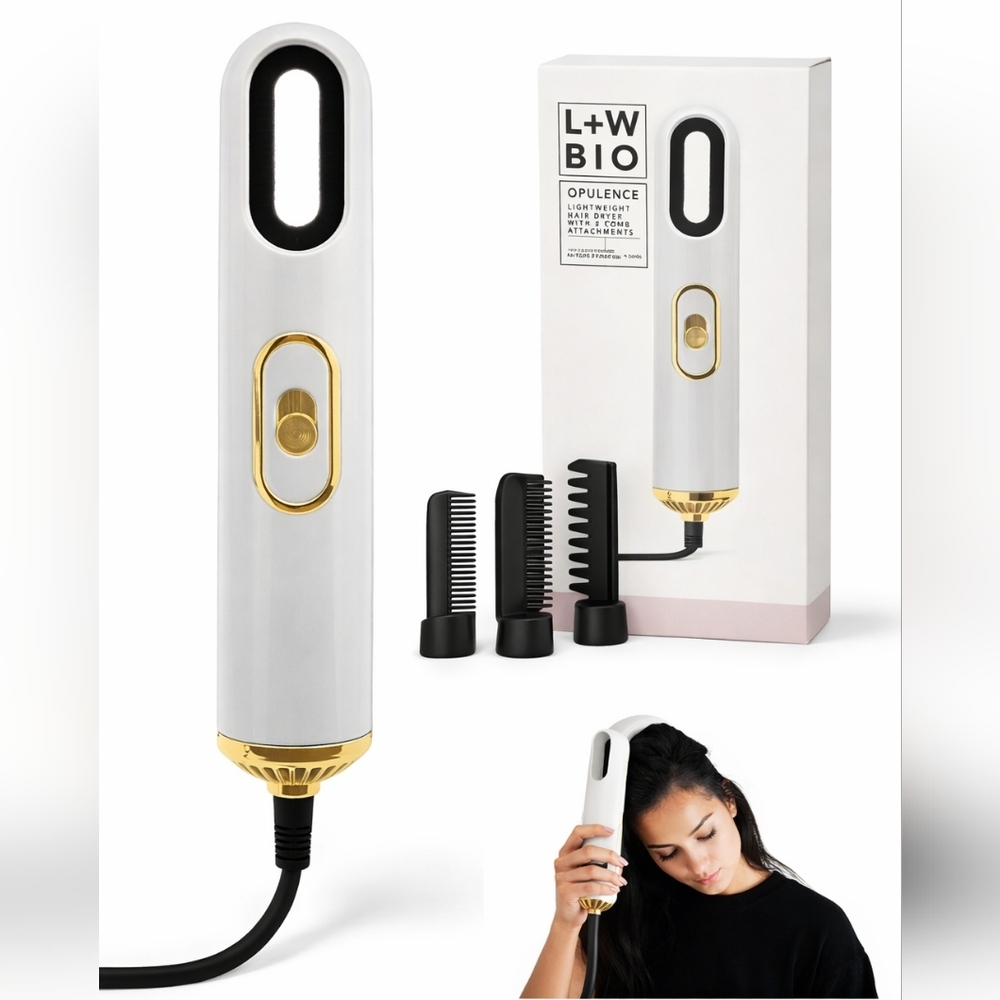 L+W Bio Opulence Lightweight Hair Dryer w/ Attachments – New